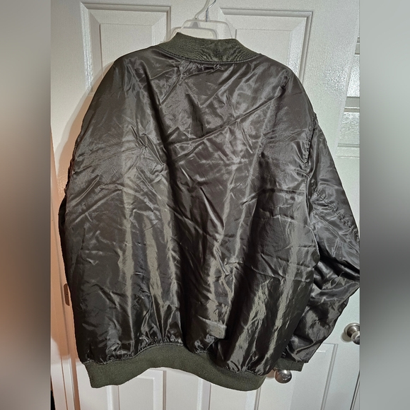 Phat Farm Men’s 5XL Military Bomber Jacket Green Nylon Orange Liner Streetwear - Picture 3 of 7
